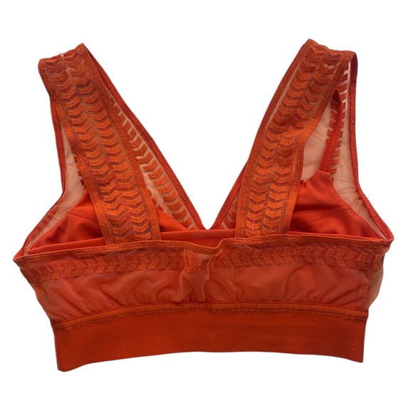 Free People movement Orange V-Neck sports Bra, Lace,Textured,Lined, Small,New - Picture 4 of 9